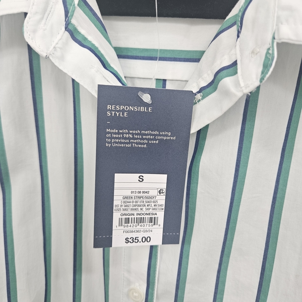 Universal Thread Teal and White Striped Long Sleeve Dress - Picture 4 of 6